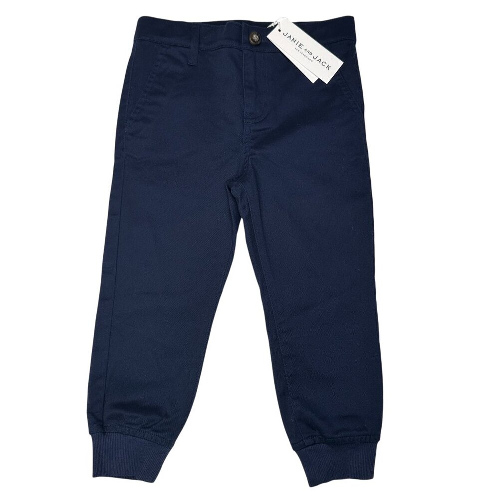 Janie and Jack Navy Blue Twill Jogger Pants
